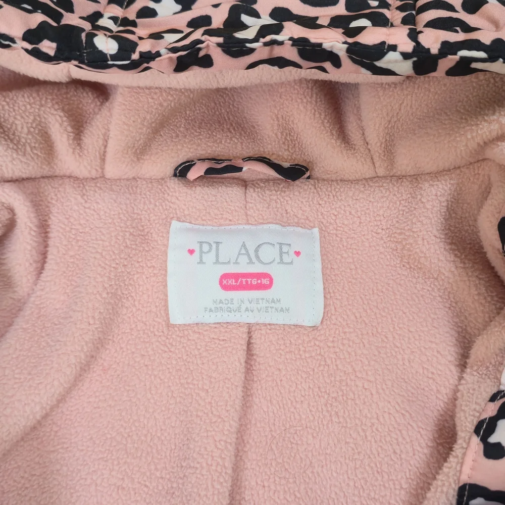 Place Pink and‎ Black Leopard Kids Puffer Jacket